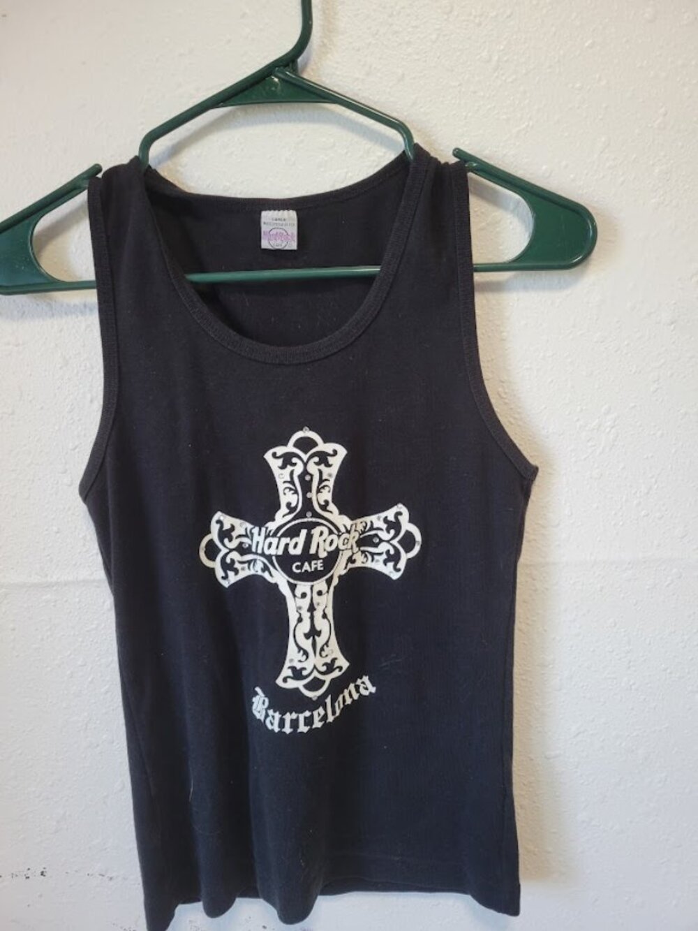 Hard Rock Cafe Barcelona Women's Black Graphic Tank Top Size Large